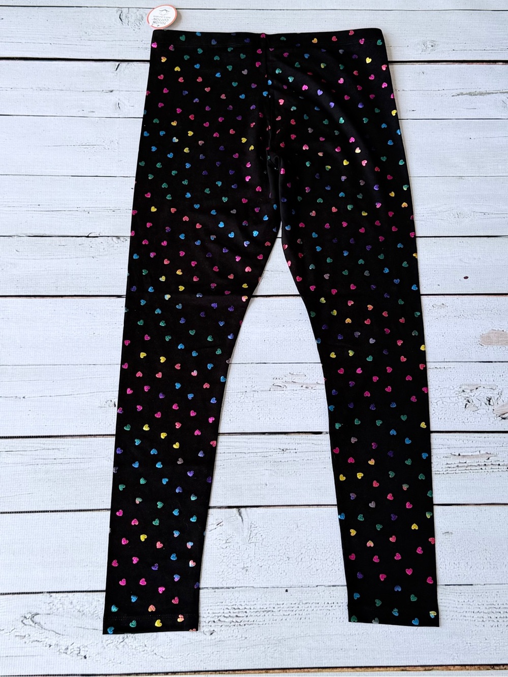 wonder nation Black Leggings with Rainbow Heart Print